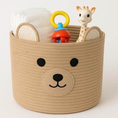 Bear Laundry Baskets with Handles Khaki