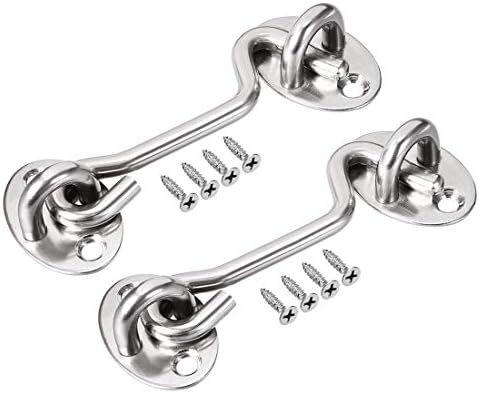 SHAUNI Hook and Eye Latch Gate Bolt Hook 3 Inch Door Swivel