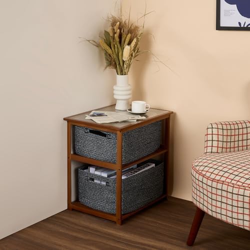 MiniArk 2-Pack Woven Storage Baskets 17x13x75 Dark Gray