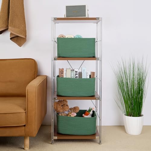 MiniArk 2 Pack Woven Rope Storage Baskets Green 17x13x75 Inch