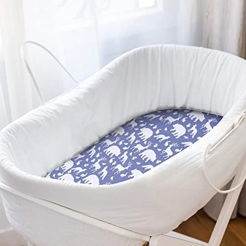 JHION Baby Crib Sheets Fitted 2 Pack White Blue