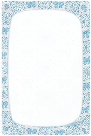 KICPOAY Pixel Blue Bow Heart Crib Sheets Set