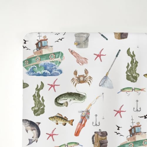 ZoUbqchY Gone Fishing Crib Sheets 52x28