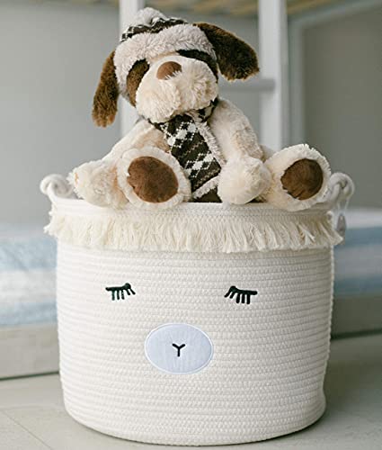 LUXILILY Woven Baby Basket with Lamb Design