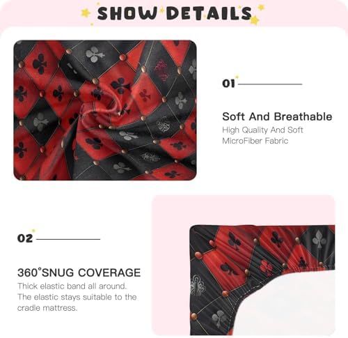 ALAZA Royal Red Black Crib Sheets for Kids