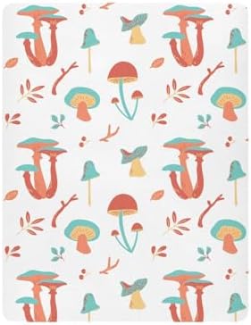 KICPOAY Autumn Forest Mushrooms Crib Sheets for Baby