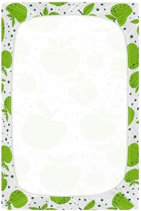 Fitted Crib Sheets with Green Apples Polka Dot Design for Baby Toddler