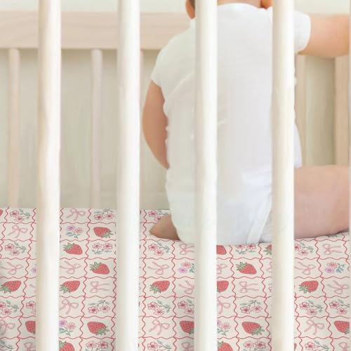 Boho Strawberry Flowers Crib Sheets 2 Pack