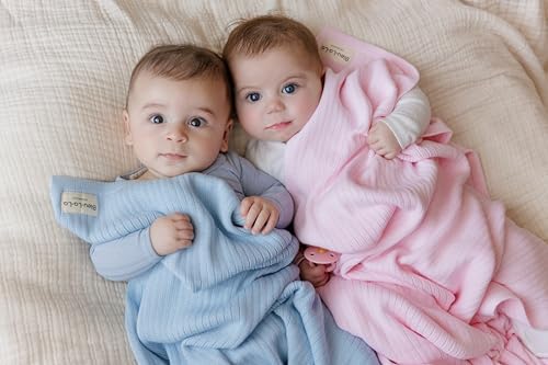 Organic Ribbed Swaddle Blanket - Blush Pink for Newborns