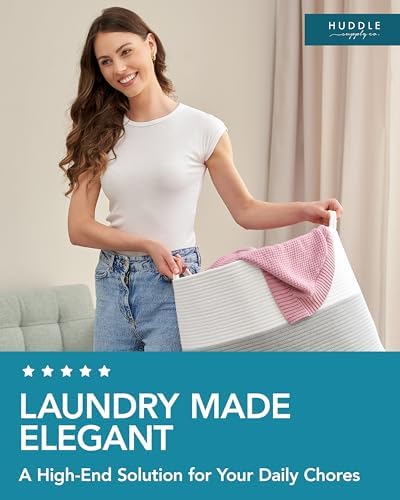 Huddle Supply Co Jumbo 125L Extra Large Woven Blanket Basket