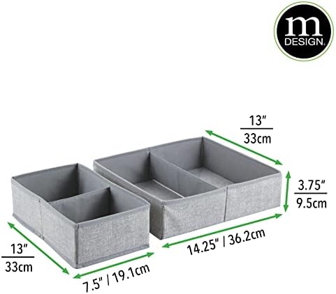 mDesign Fabric Drawer Organizer Bins Set of 2 Gray