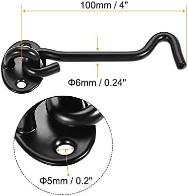 SHAUNI Hook and Eye Latch Gate Bolt Hook Lock Black Button 1
