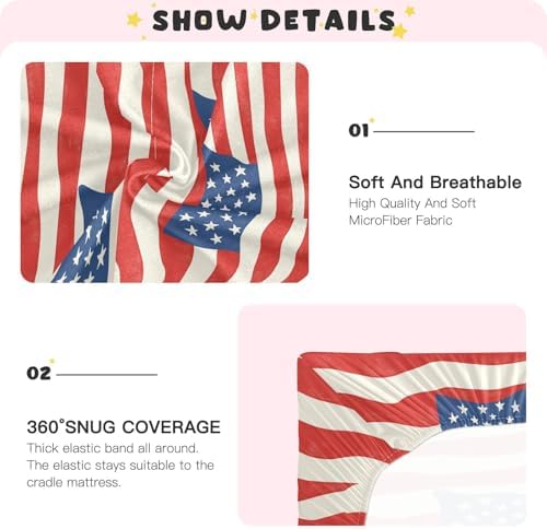 Gbjiemia Crib Sheets with US Flag Design