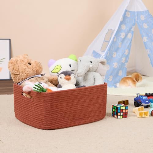 MiniArk 2-Pack Woven Rope Storage Baskets 17x13x75 Inch Oxide Red