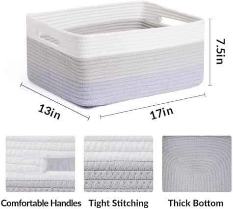 MiniArk Woven Rope Storage Baskets 2-Pack Gradient Grey