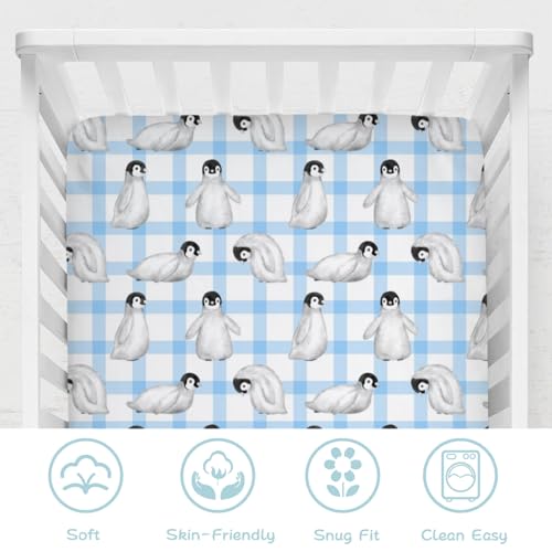 Watercolor Baby Penguins Crib Sheet 52x28