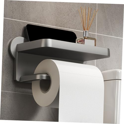 ETHZZLE Toilet Paper Holder with Shelf Wall Mount Dual Convenience