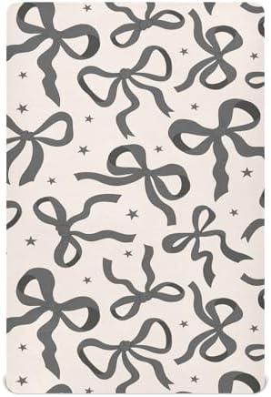 KICPOAY Coquette Black Bows Crib Sheets Playard Sheets for Baby Toddler