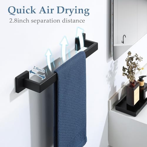 Alise 16 Inch Matte Black Towel Bar Stainless Steel