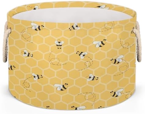 Cute Yellow Bee Large Storage Basket with Handle