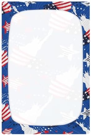 KICPOAY 4th of July Statue of Liberty Crib Sheets