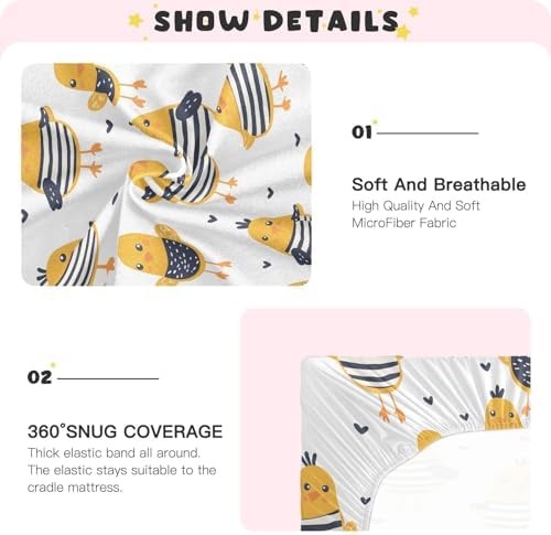 ALAZA Seamless Pattern Chicken Crib Sheets for Newborns