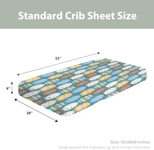 Surfboard Crib Sheets for Baby Boy Girl 52x28