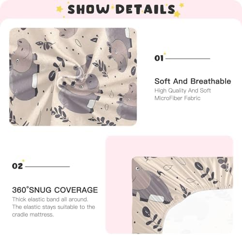 ALAZA Hippopotamus Crib Sheet for Girls and Boys