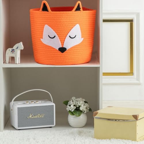 HomeyPine Fox Basket Woven Cotton Storage Hamper for Baby
