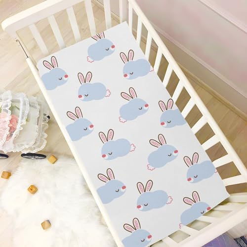 KICPOAY Fitted Crib Sheets with Cartoon Rabbits