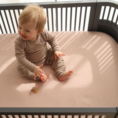 Huxie Organic Cotton Muslin Crib Sheet 28x52 Blush