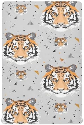 ALAZA Tigers Triangles Forest Animal Crib Sheets for Girls and Boys