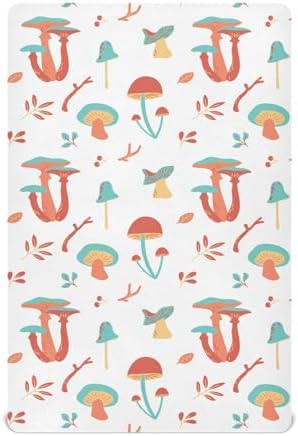 KICPOAY Autumn Forest Mushrooms Crib Sheets for Baby