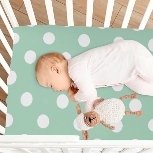 Joisal White Polka Dots Crib Fitted Sheet for Boys