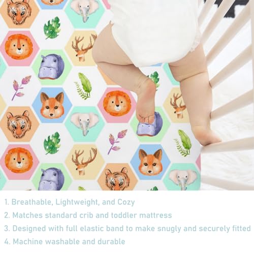 Cute Safari Animals Crib Sheets for Baby