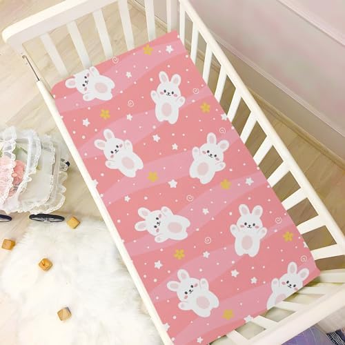 KICPOAY Cartoon Rabbit and Star Crib Sheets