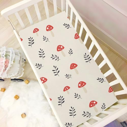 Wassud Mushrooms Pattern Crib Sheets 28x52 Inch