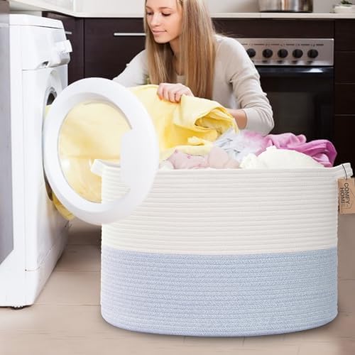 COMFY-HOMI XXXL Laundry Basket - 21x21x136 Cotton Rope Storage Basket