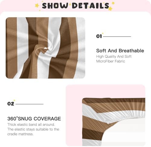 KICPOAY Fitted Crib Sheets with Brown White Stripes for Baby Toddler 1