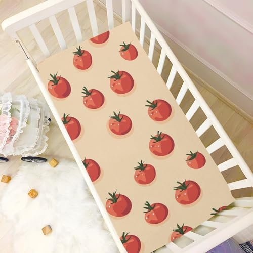 Wassud Red Tomatoes Crib Sheets 27x39 Inch Pack and Play Sheets
