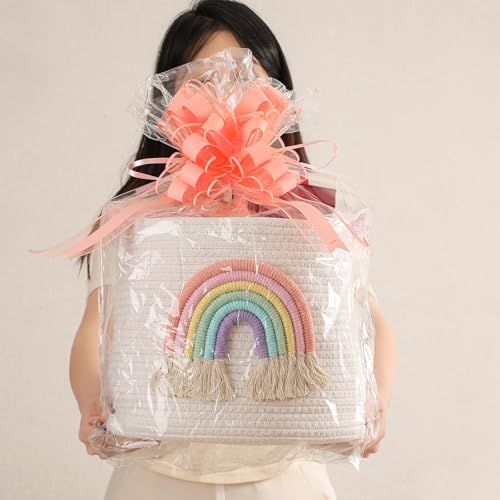INough Rainbow Woven Cotton Toy Storage Basket for Kids