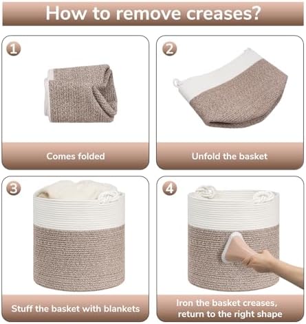 Goodpick Woven Cotton Rope Storage Basket for Blankets and Toys