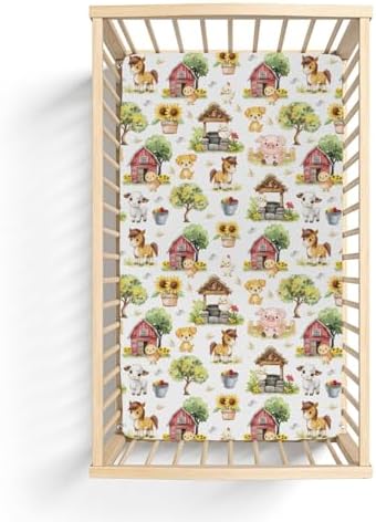 Sweet Farm Animals 28x52 Crib Sheet with Elastic Band