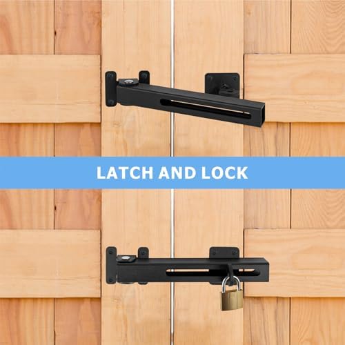 VANROUG Adjustable Flip Gate Latch Lock with Padlock Hole Matte Black