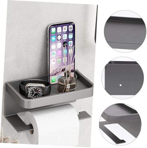 ORFOFE Wall-Mounted Toilet Tissue Holder with Shelf