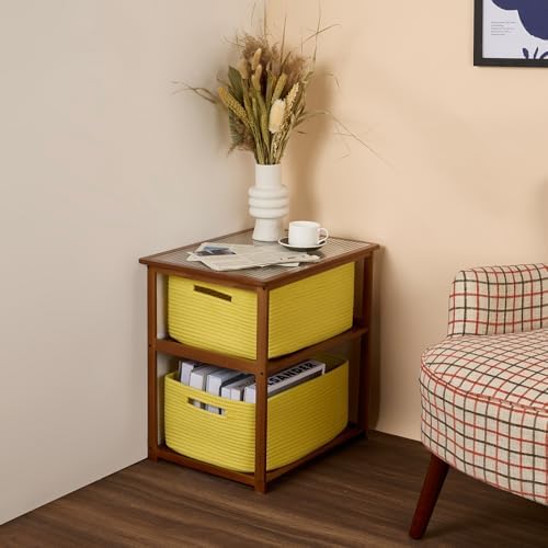 4-Pack Large Woven Storage Baskets for Clothes Toys 17x13x75 Yellow