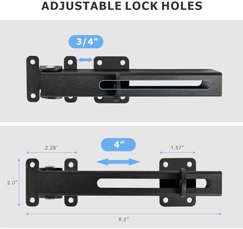 VANROUG Adjustable Flip Gate Latch Lock with Padlock Hole Matte Black
