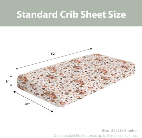 Retro Fall Pumpkins Boho Floral Crib Sheets 52x28 Inch