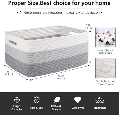 OIASKET 2 Pack Woven Rope Storage Baskets