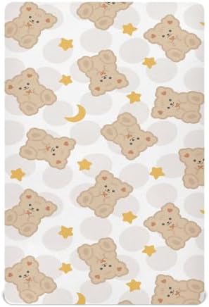 Cute Brown Animal Bears Star Crib Sheets for Baby